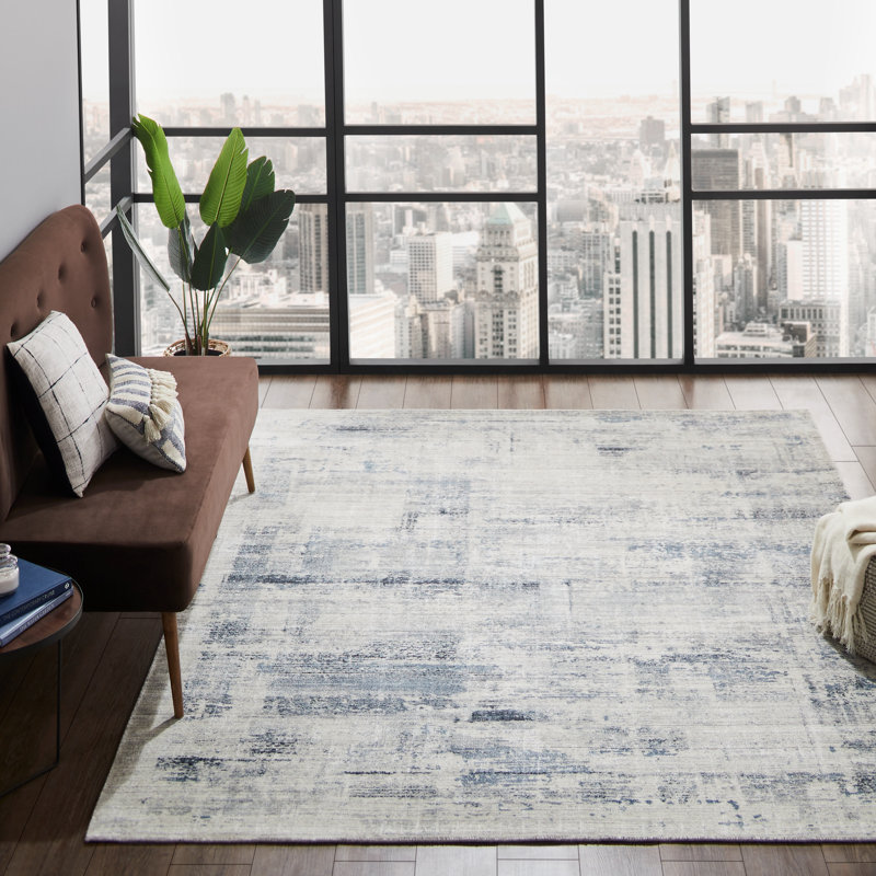 Biyron Abstract Area Rug in Blue, Rectangle  8'6" x 11'6"