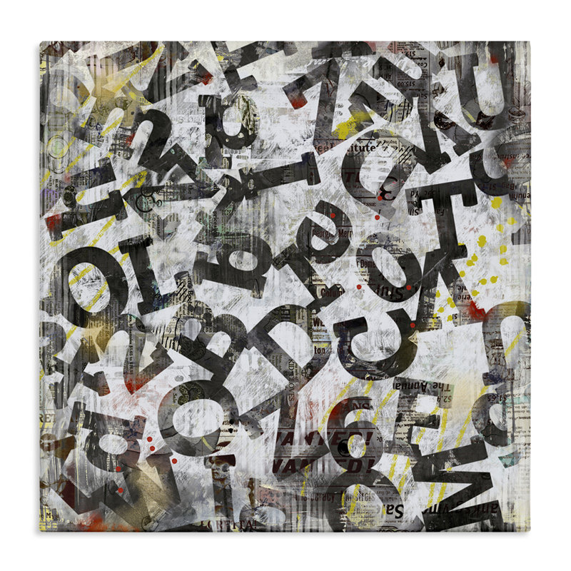 Art mural sur toile Collage Typographie par Laura Gibson, H 24 po x l 24 po