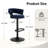Modern Woven Blue Fabric Tufted Back Swivel Bar Stools With Adjustable Height Black Metal Base And Footrest Stylish Stools For Kitchen Counter Breakfast Bar Or Home Bar, Set Of 2-2020868911-2024881640