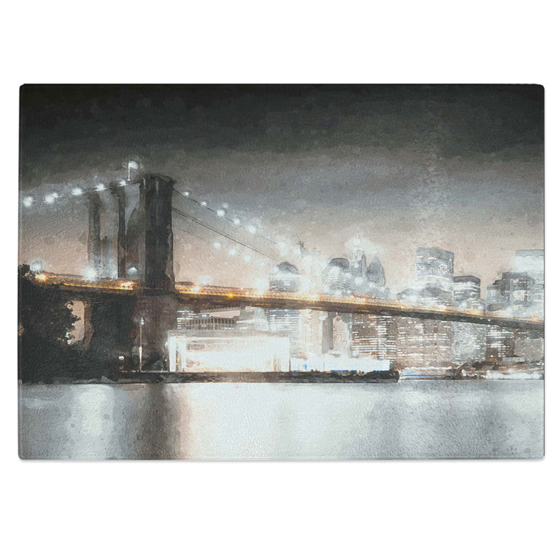 Tempered Glass Brooklyn Bridge New York City Art Chopping Board, 28.5 cm W x 20 cm L