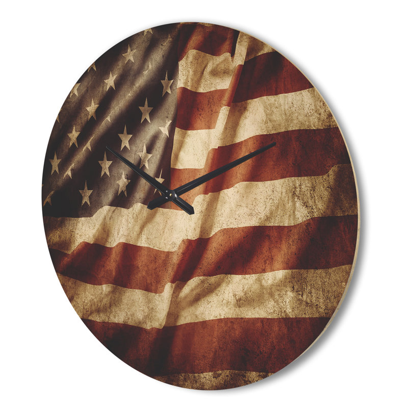 Drapeau américain - horloge murale moderne en bois, Grand