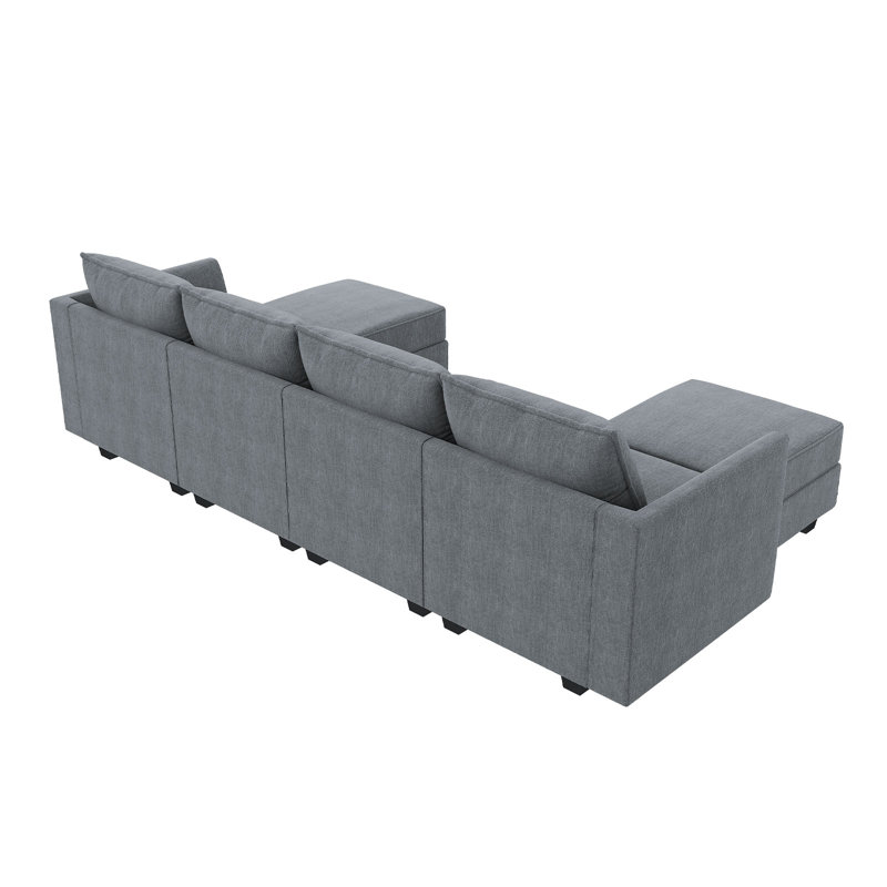 Canapé modulaire rembourré en U Tremee, Polyester gris bleuté