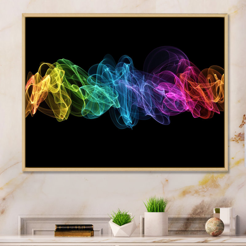 Colourful Matrix Art II - on, 8" H x 12" W x 1" D, Brown Floater Framed