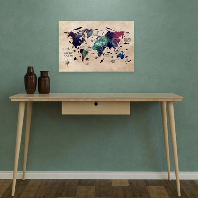 Art mural coloré sur la carte du monde coloré