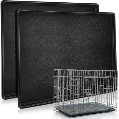 2-pack Replacement Dog Crate Tray – Plastic Bottom Pan For Kennel, Black