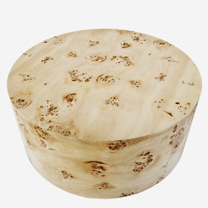 Round Coffee Table, Light Yellow Wood
