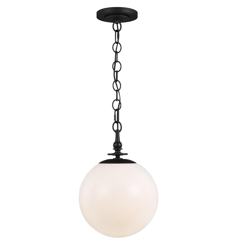Single Light Glass Dimmable Pendant, 20.125" H x 13.75" W x 13.75" D, Aged Iron