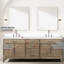 80 po L x P 22 po. Meuble-lavabo double en chêne gris avec comptoir en quartz blanc, robinet et 36 miroirs