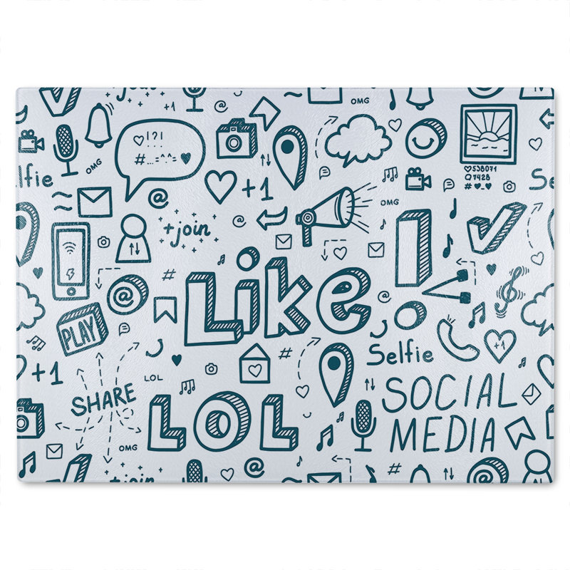 Social Media Glass Chopping Board