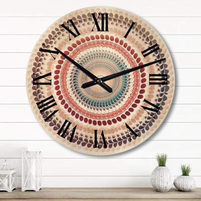 Horloge murale élémentaire moderne en bois bleu et rouge I - Serenityin
