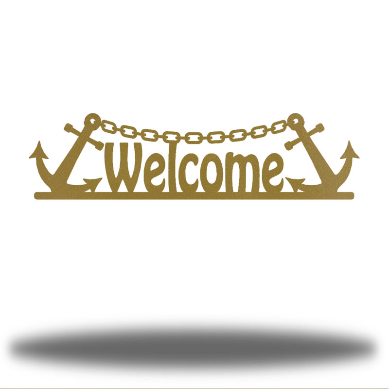 Décoration murale Welcome Anchor, Or, H 6 po x l 24 po x P 0,01 po