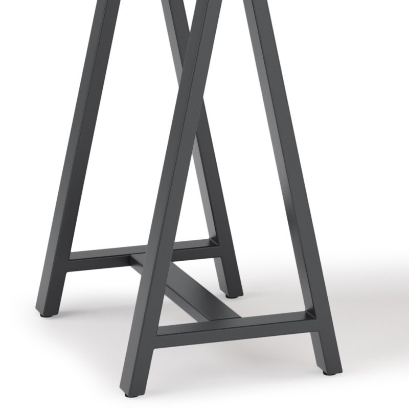 Sawhorse Industrial 50" Solid Wood and Metal Desk with Keyboard Tray in Distressed Grey
