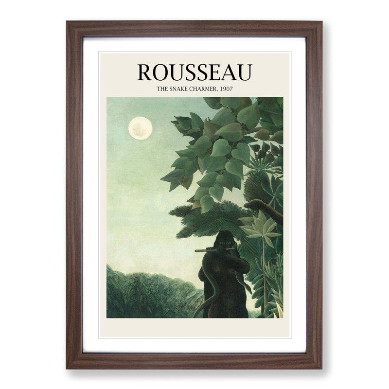 The Snake Charmer by Henri Rousseau - Picture Frame Painting, Walnut Framed, 36cm H x 27cm W x 2cm D