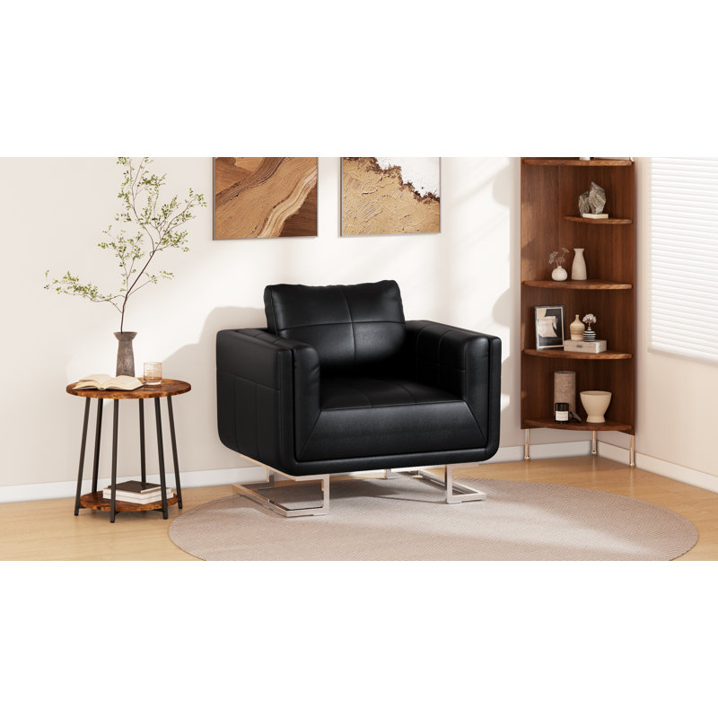 Canapé simple Braedyn, Cuir véritable brun