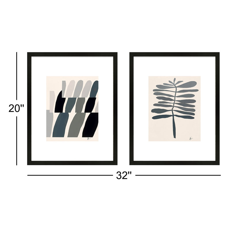 Flora 1&2 Print by Lee Lessem, Black Framed, 20" H x 32" W x 1.25" D