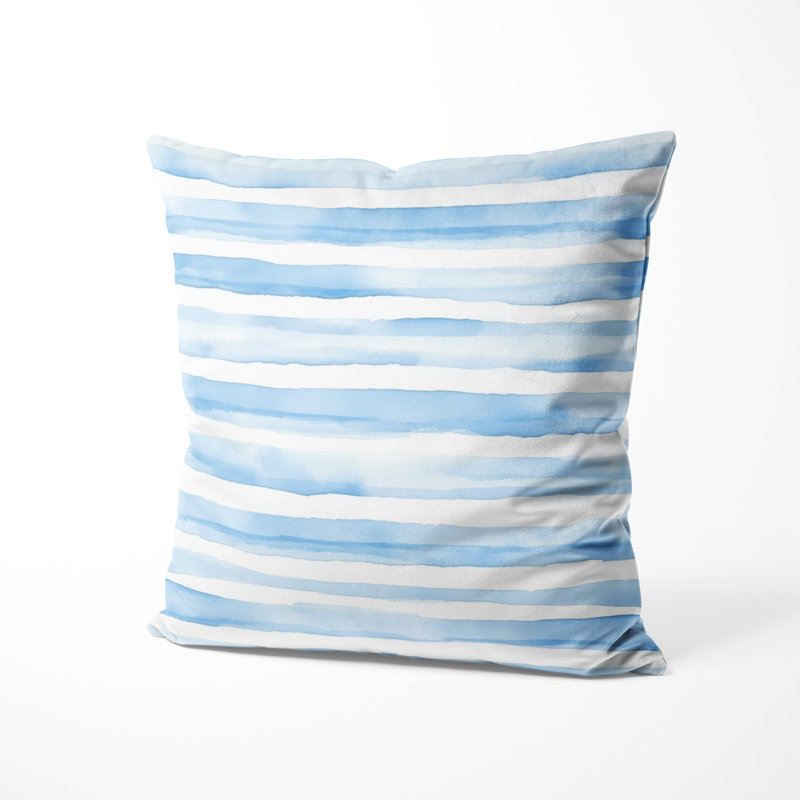 Coussin décoratif à rayures - Coussin à rayures bleues et blanches, H 18 po x l 18 po