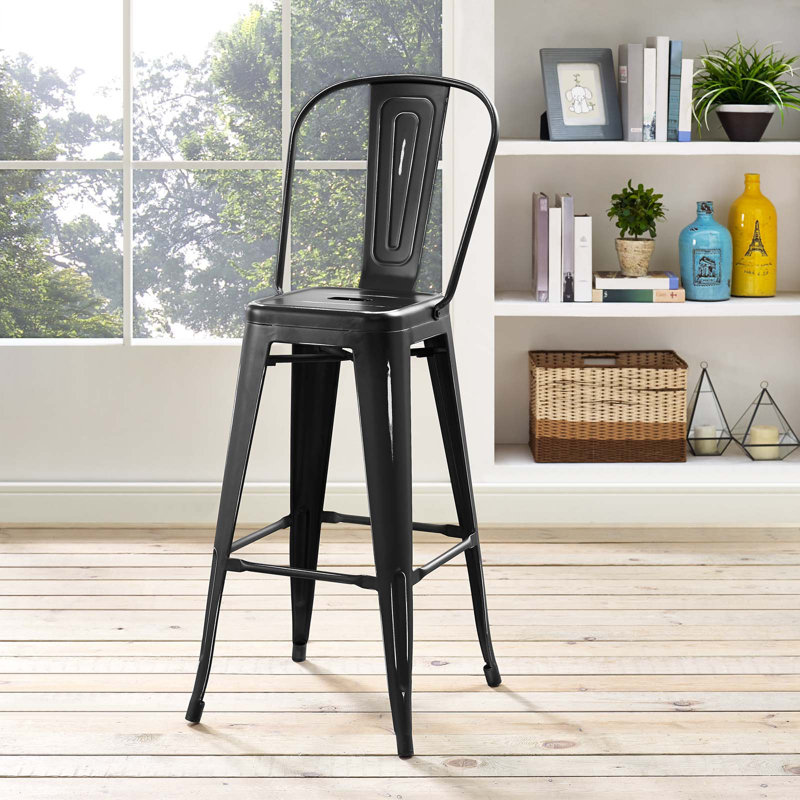 Promenade Black Metal Industrial Bar Stool