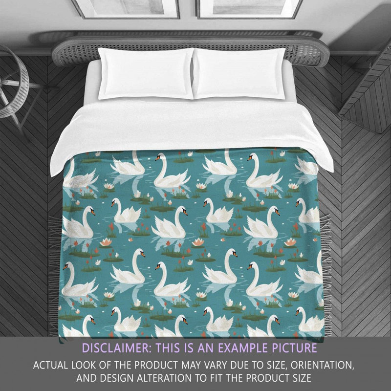 Swan Green White Bedding, Twin Extra Long Comforter