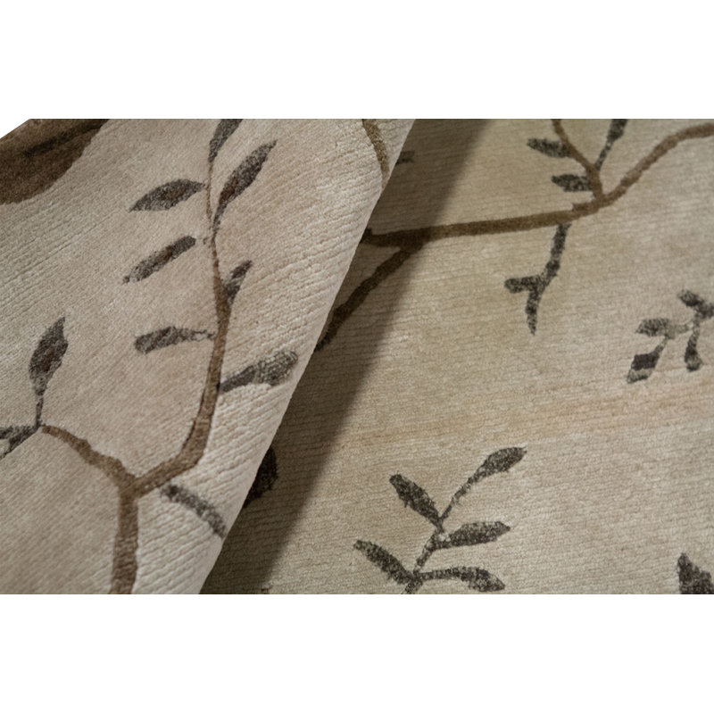 Hand-Knotted High-Quality Beige and Green Area Rug