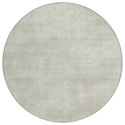 HomeRoots 8' Beige Round Washable Indoor Outdoor Area Rug