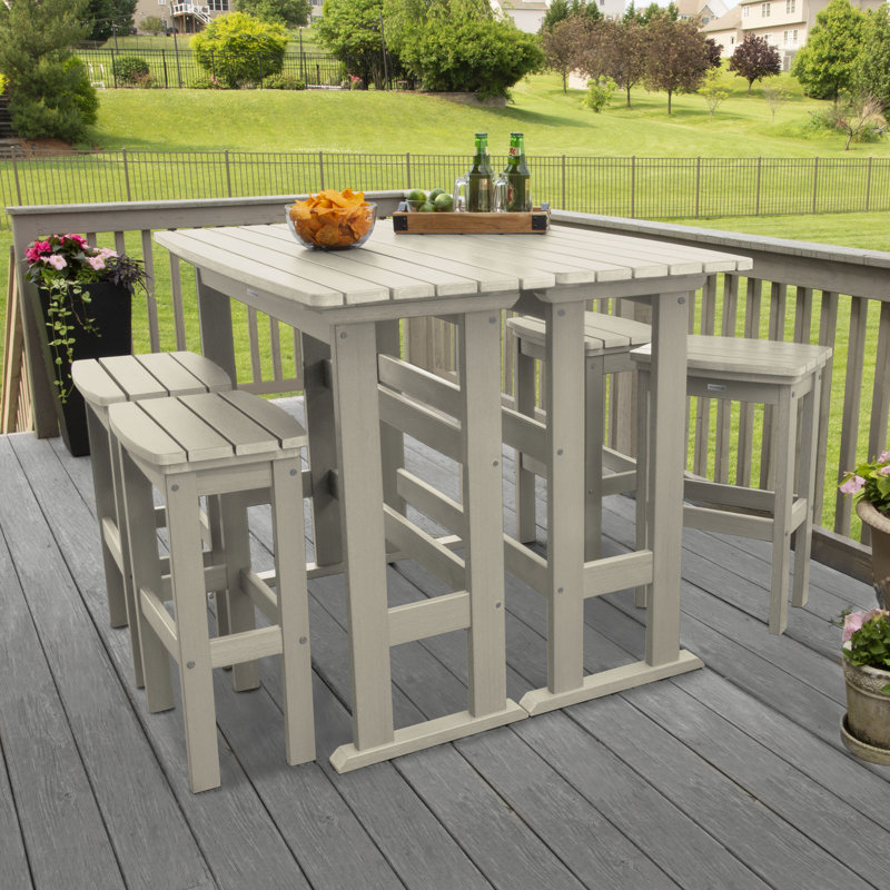 Arbnora Rectangular 4 - Person 54" Long Bar Height Dining Set, Whitewash