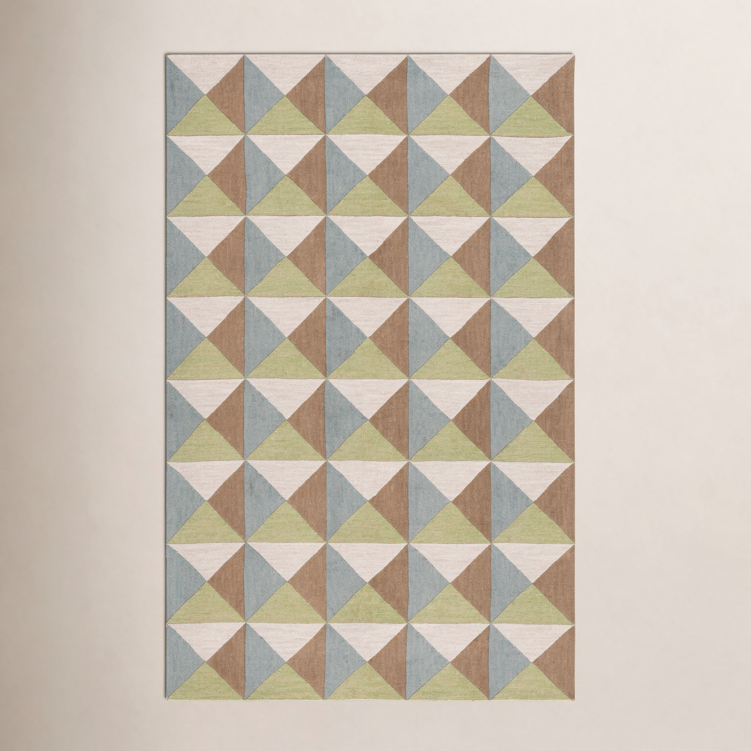 Glenwood Beige Green Hand-Tufted Wool Rug, Rectangle 4' x 6'