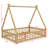 Modern Tent-Shaped Teepee Floor Bed With Guardrails, Slats And Door-440176187-440176190