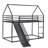 Twin Over Twin Metal Frame Kids Bunk Bed With Slide & Ladder-958242361
