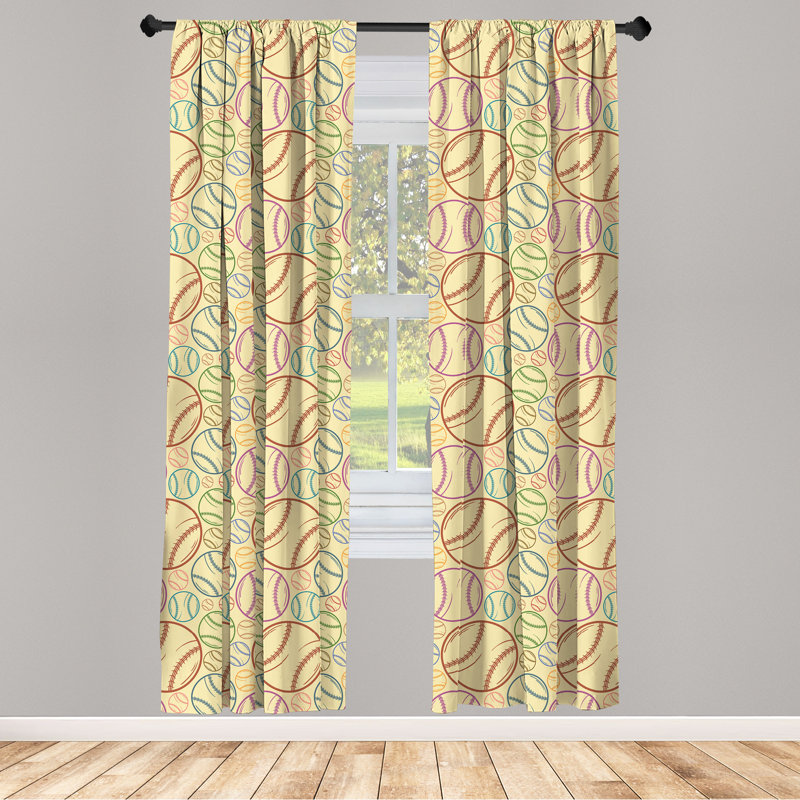 Baseball Semi-Sheer Rod Pocket Sliding Panel, 28" x 63"