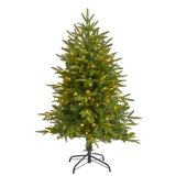 Green Lighted Artificial Fir Christmas Tree
