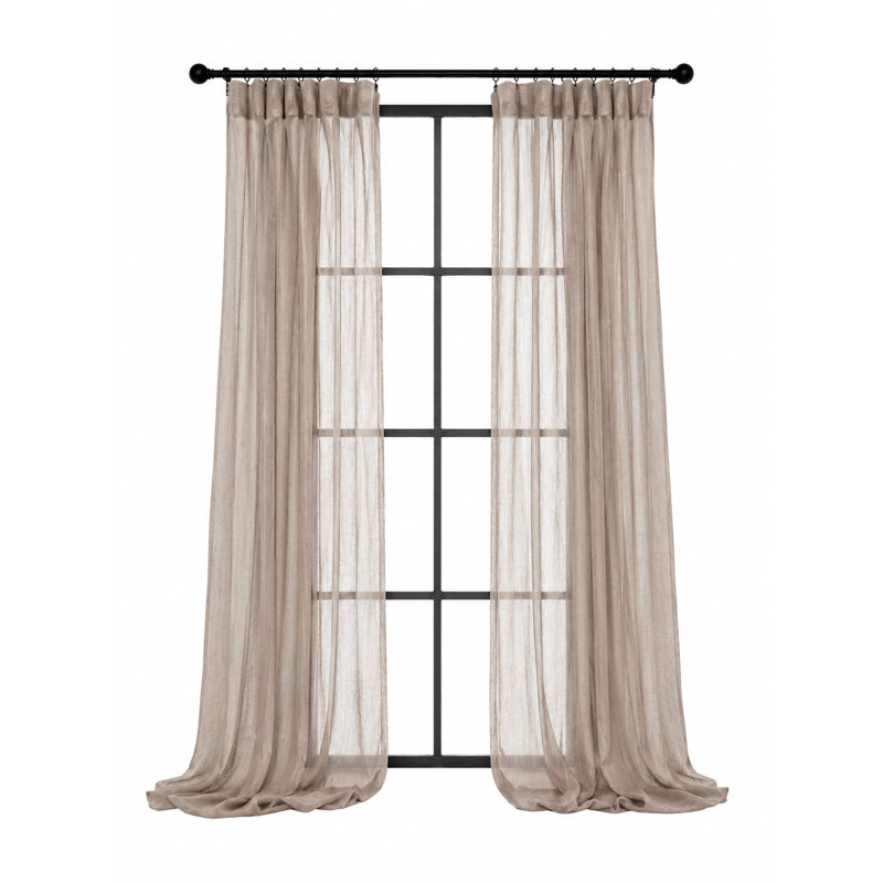 Baltej Semi Sheer Curtain Single Panel, Sand, 54" x 108"