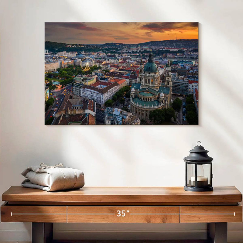 Coucher de soleil à Budapest, H 16 po x l 24 po