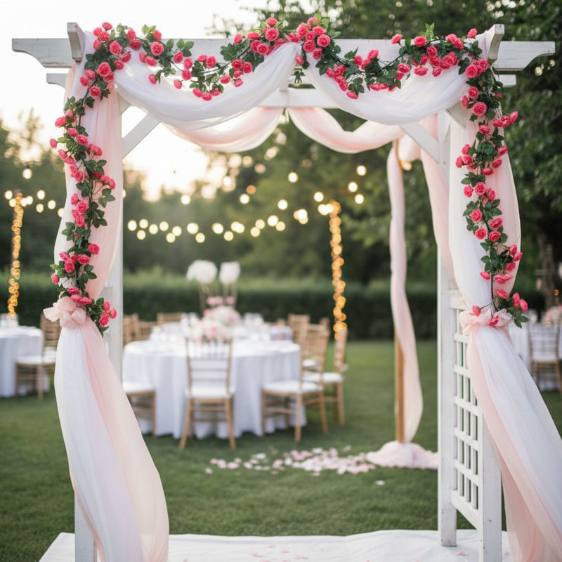 69 pièces de fleurs de vigne artificielles roses - Guirlande de bricolage en plastique pour la maison de mariage, Crème