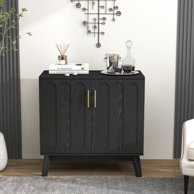 Fluted Storage With Solid Wood Legs & Versatile Shelving Options - Living Room Cabinet Ample