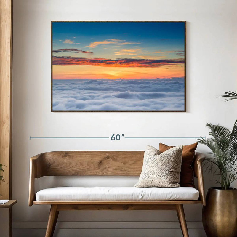 Sunscape Cloudscape, 46 po x 31 po, Cadre flottant noyer