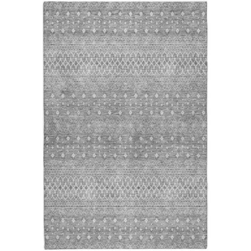 Tapis bohème ADS709 de qualité supérieure lavable à la machine, Argent, 10 pi x 14 pi
