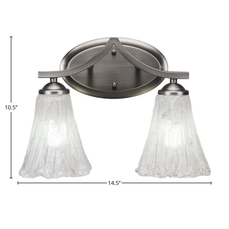 Zilo 2 Light Bath Bar Shown In Graphite Finish With 5.5" Fluted Italian Ice Glass, Kaleidoscope, Graphite