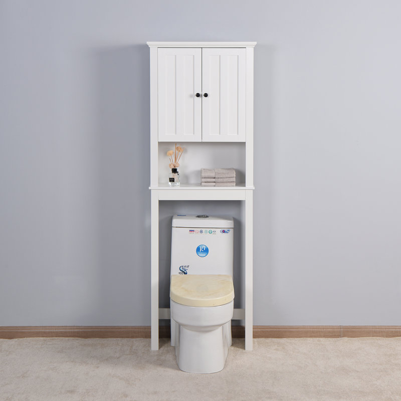 Armoire de rangement pour salle de bain en bois au-dessus de la toilette avec tablette réglable 23,62 x 7,72 x 67,32 po
