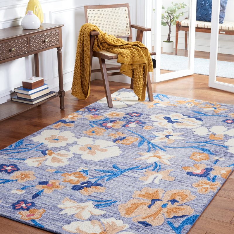 Tapis floral en laine touffeté à la main Jardin, Rectangle 4 pi x 6 pi
