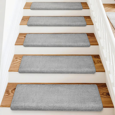 Scarlettrose Plush Bullnose Non-Slip Indoor Stair Tread（Set of 14）