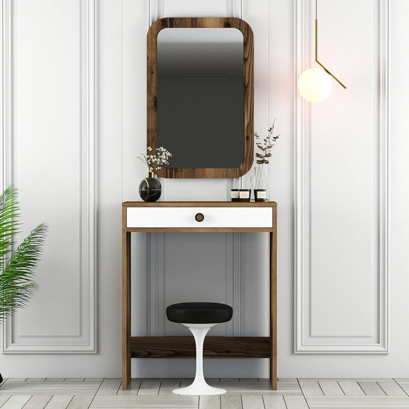 Davis Writing Desk, Walnut/White
