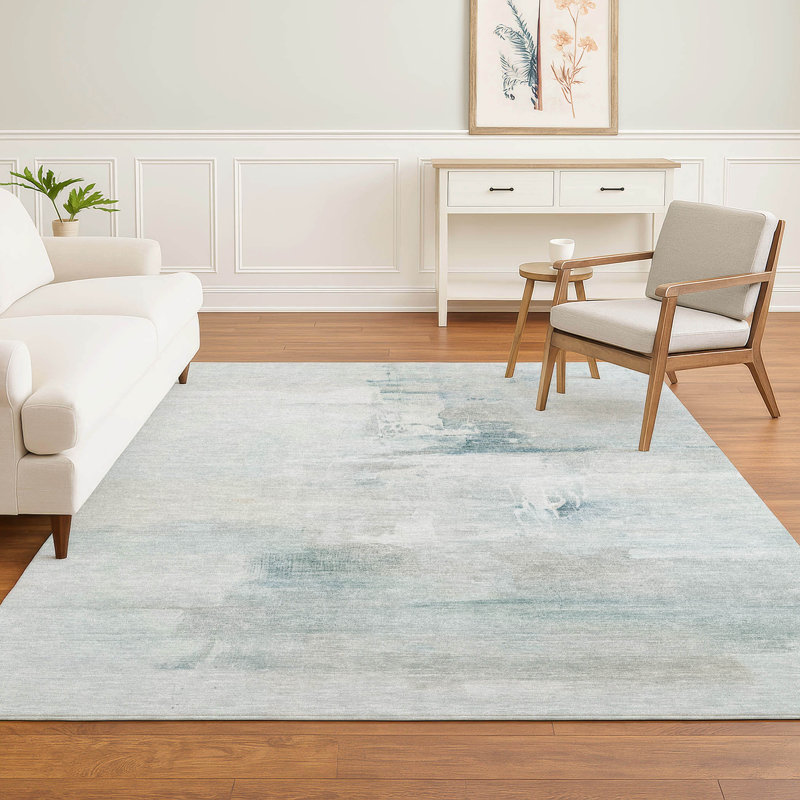 Premium Machine Washable Mayfield Abstract Rug, Sky, 5' x 7'6"