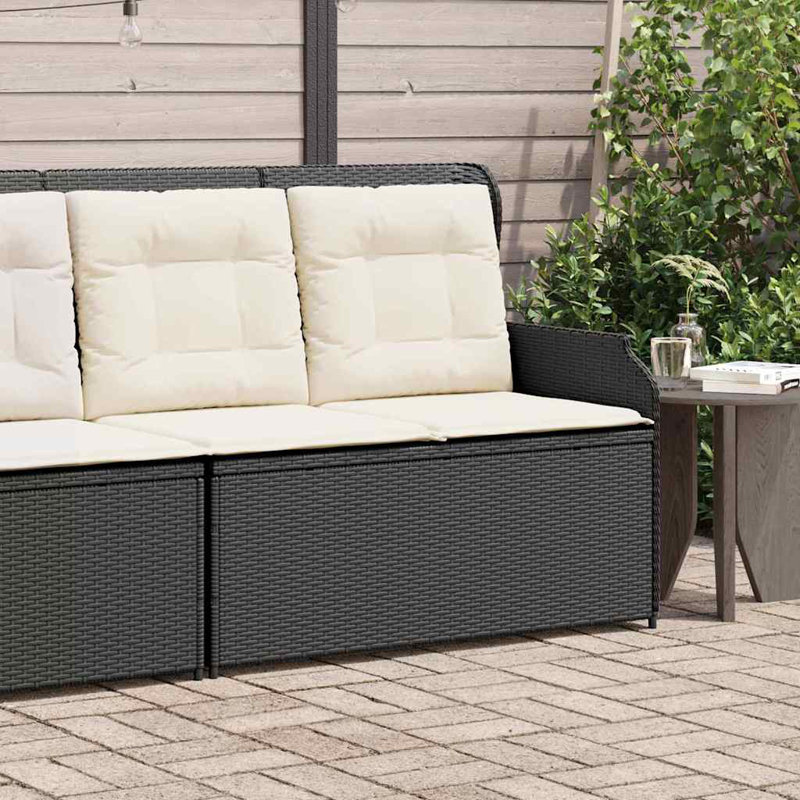 High-Density Polyethylene (HDPE) Wicker Wicker Outdoor Bench, Beige, Black