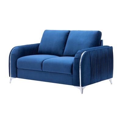 Bebi 58.6'' W Velvet Loveseat in Blue