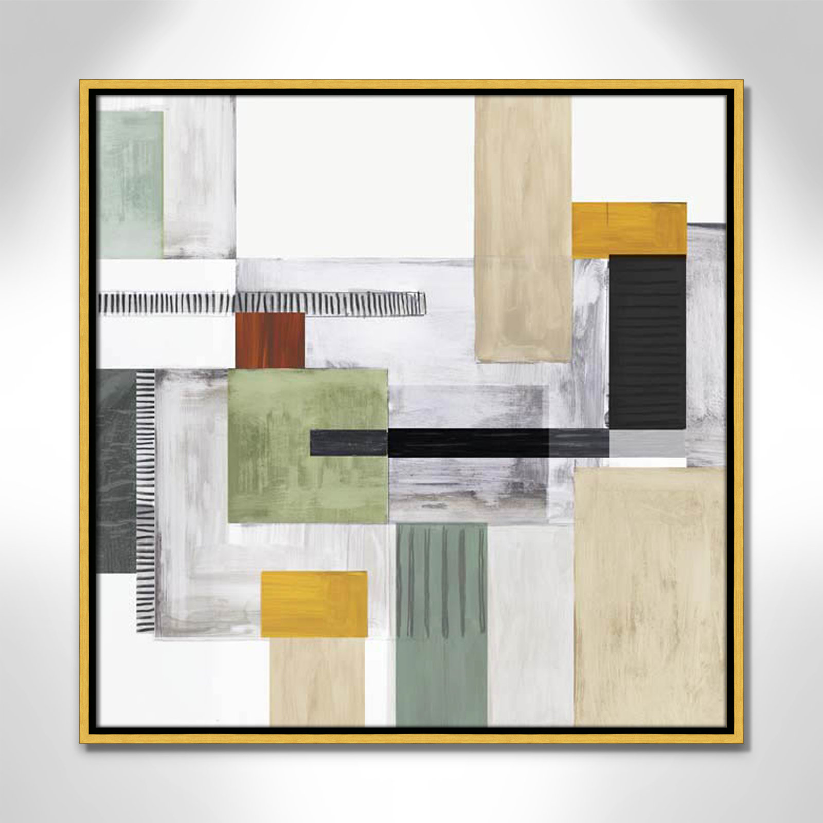 Playful Blocks Print, 25.5" H x 25.5" W x 2" D, Gold Floater Framed