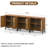 94.5" W Set of 3  Walnut Rattan Buffet Sideboard with 6 Doors – Large Mid-Century Modern Storage Cabinet for Kitchen, Living & Dining Room-923017620-933490222