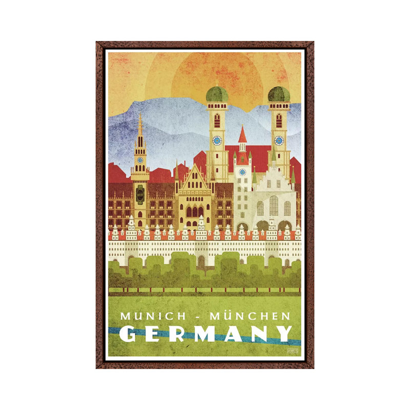 Germany-Munich 1 Piece Wall Art on Canvas, 101.6 cm H x 66.04 cm W, Classic Brown Wood Framed Canvas