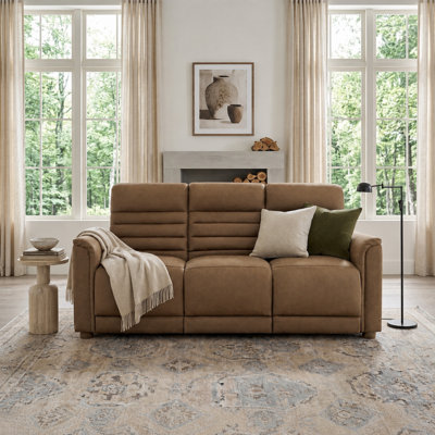 Norbert 78.5"W Genuine Nubuck Leather Down Filled Wall Hugger Power Reclining Sofa