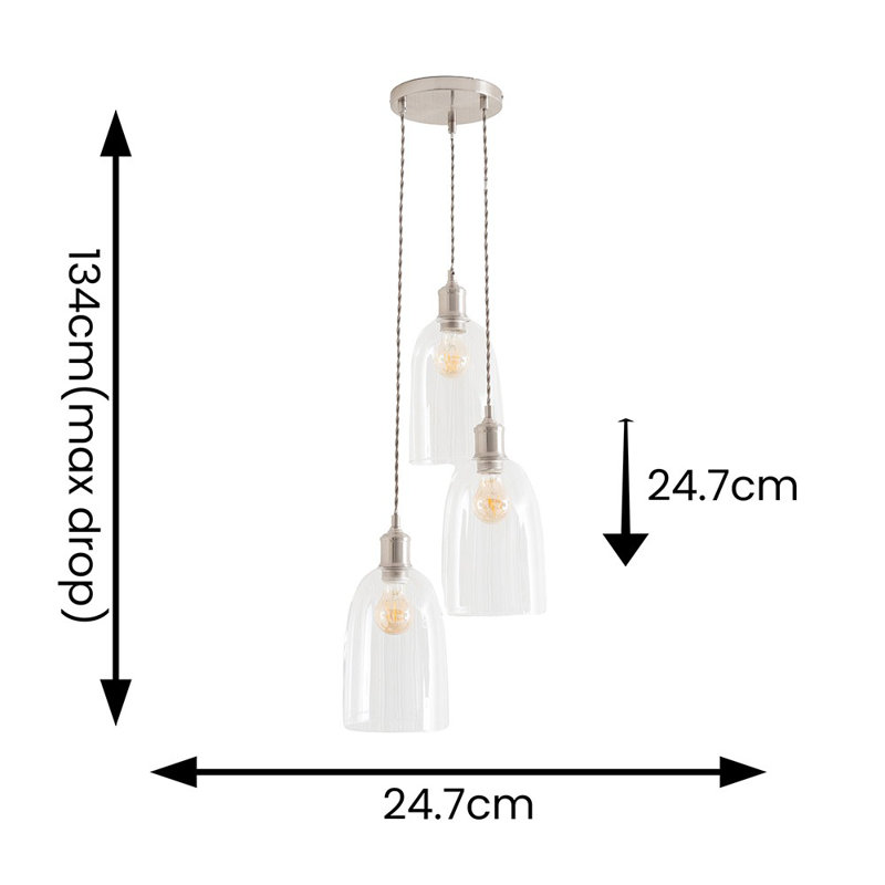 3 - Light Pendant, Silver, Chrome