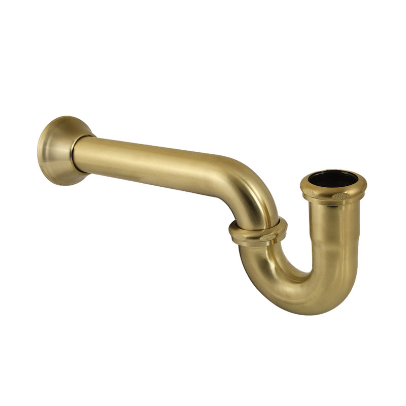Kingston Brass Vintage 1-1/4 (or 1-1/2) x 1-1/2 Inch Decor P-Trap with Bell Flange, 13-1/16 Inch Length, 18 Gauge